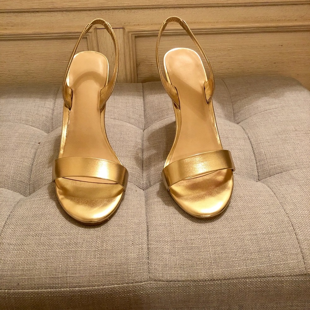 Gold sling back heels